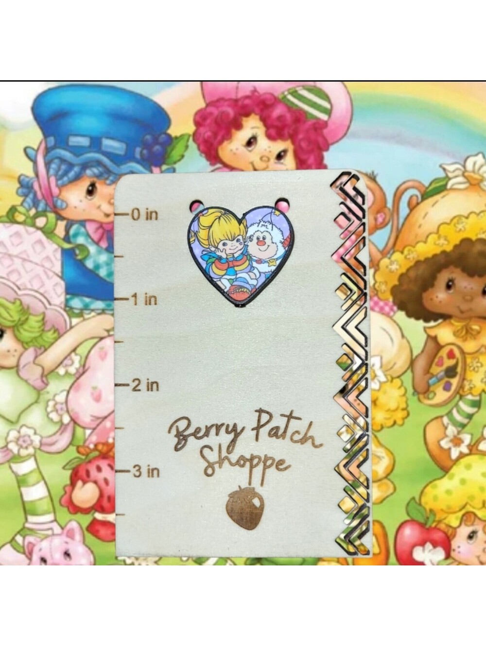 Retro Vintage 80s Rainbow Brite Heart-shaped Double-sided Silicone Focal Bead